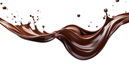 Dark chocolate liquid splash isolated on transparent white background, clipping path