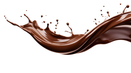 Dark chocolate liquid splash isolated on transparent white background, clipping path