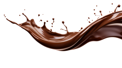 Dark chocolate liquid splash isolated on transparent white background, clipping path
