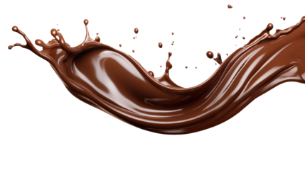 Dark chocolate liquid splash isolated on transparent white background, clipping path