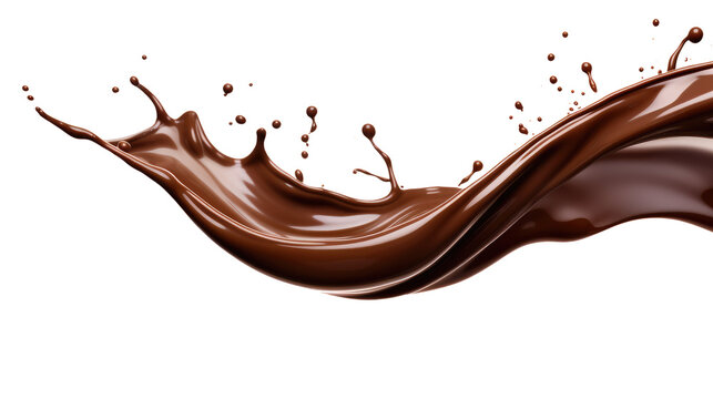 Dark chocolate liquid splash isolated on transparent white background, clipping path - Powered by Adobe