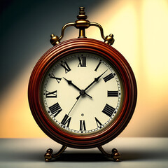 테이블에 놓인 작은 탁상시계