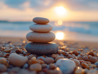 zen rocks stacked on shore
