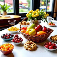 탐스러운 식탁 위의 과일들