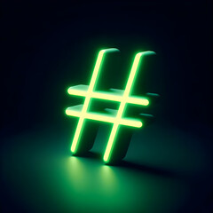 an illustration of a green hashtag on a black background, generated by AI
