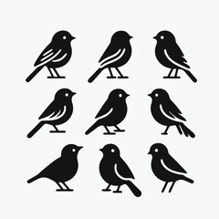set of silhouettes of birds Vector illustration silhouette image icon 