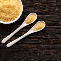 Japanese yellow panko crumbs in two spoons