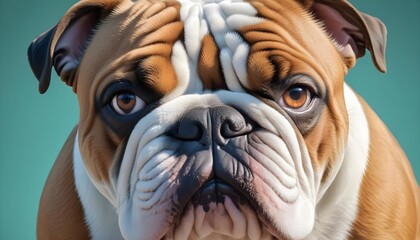Obraz premium Bulldog Dog Close-Up. Studio Portrait. White Background.