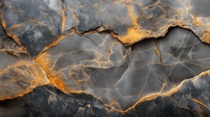 Fototapeta premium A textured surface featuring dark stone with golden veins, ideal for backgrounds or designs.