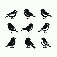 set of silhouettes of birds Vector illustration silhouette image icon 