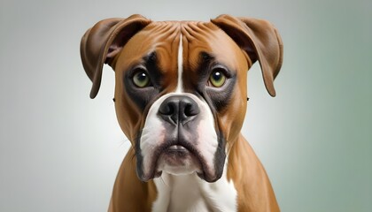 Boxer Dog Studio Close-Up Portrait. White Background.