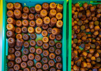 Canele, French pastry flavored with rum and vanilla, specialty of Bordeaux region, France