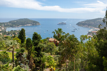 Panoramic view of Saint-Jean-Cap-Ferrat commune in Alpes-Maritimes in Provence-Alpes-Cote d'Azur,...