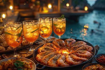 Fototapeta premium Seafood Dinner by the Ocean