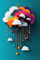 Human brain connected to a cloud with flowing data