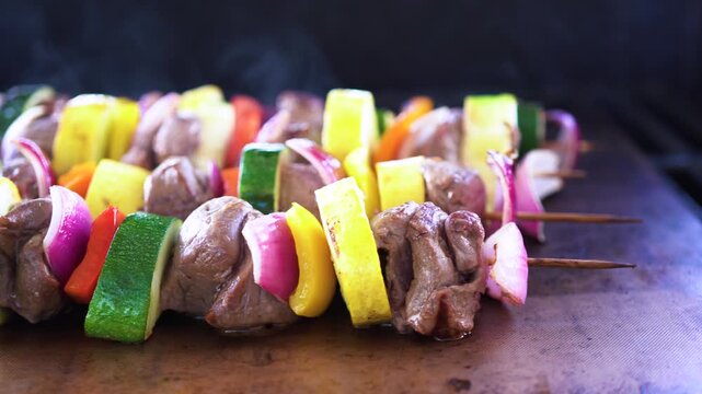 Sumptuous Skewers Cooking on a Weber Barbecue Grill