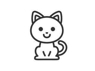 猫のアイコン（線画）のイラスト