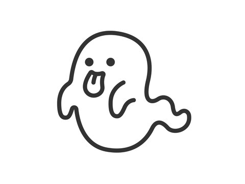 recommend clip art: 舌を出した、おばけのアイコン（線画）のイラスト