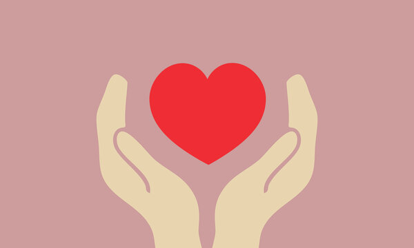 caridad, manos abrazando icono de coraz&oacute;n