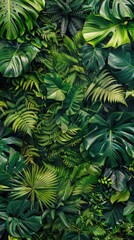 A rich arrangement of various tropical plants fills a tranquil indoor area, showcasing lush greenery