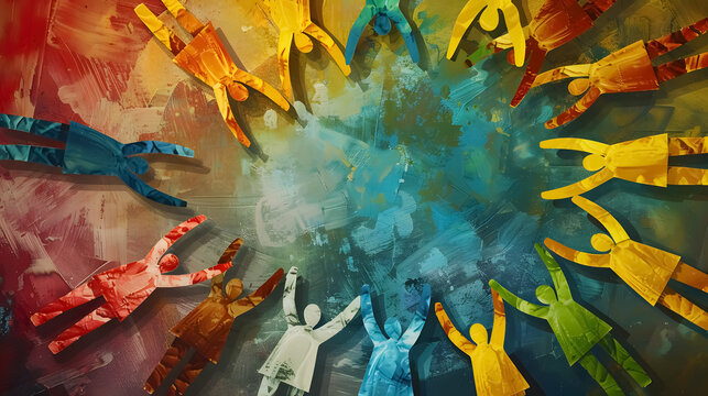 Community Unity: People in a group demonstrating community unity and togetherness.