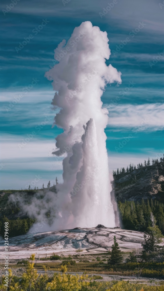 Canvas Prints A large steam coming out of a geyser in the middle of nowhere, AI