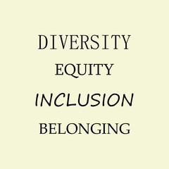 Diversity, equity, inclusion and belonging color illustration art letters background poster, banner, print. DEIB Letters on colored background for business.