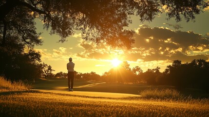 Serene Moments on the Golf Course. Relaxation and Focus concept