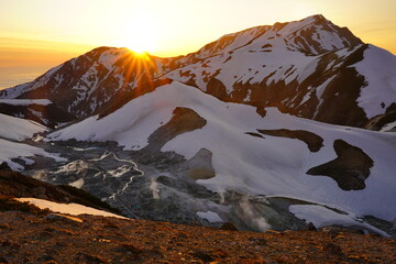 sunset in the mountains tateyama Japan 夕日　山