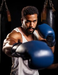 A man wearing boxing gloves