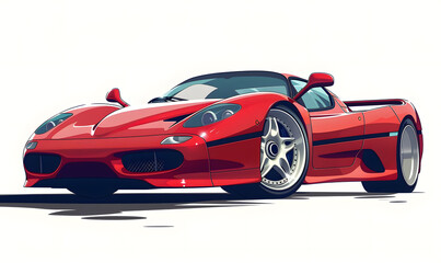 An eyecatching red sports car with an elegant design stands out against a white backdrop, appealing to luxury car enthusiasts who appreciate both style and high performance on the road