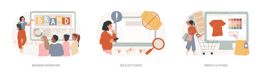 Marketing promo event isolated concept vector illustration set.