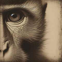Obraz premium Close up of a monkey's face on a white background, monkey face shot isolated on transparent background cutout