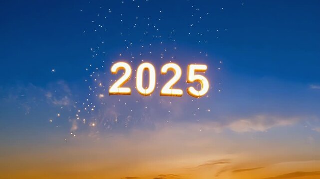 New year celebration: The release of lanterns into the darkening sky creates a sense of wonder and anticipation for what lies ahead as the glowing 2025 invites viewers to dream