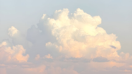 Fluffy white clouds in a bright sky in the morning