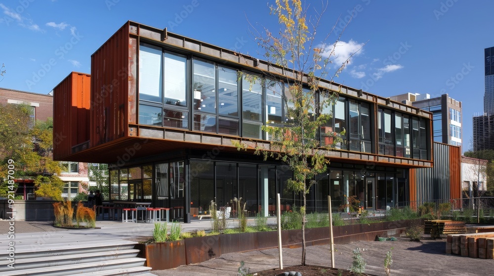Poster case studies of adaptive reuse projects transforming old structures into modern construction site bu