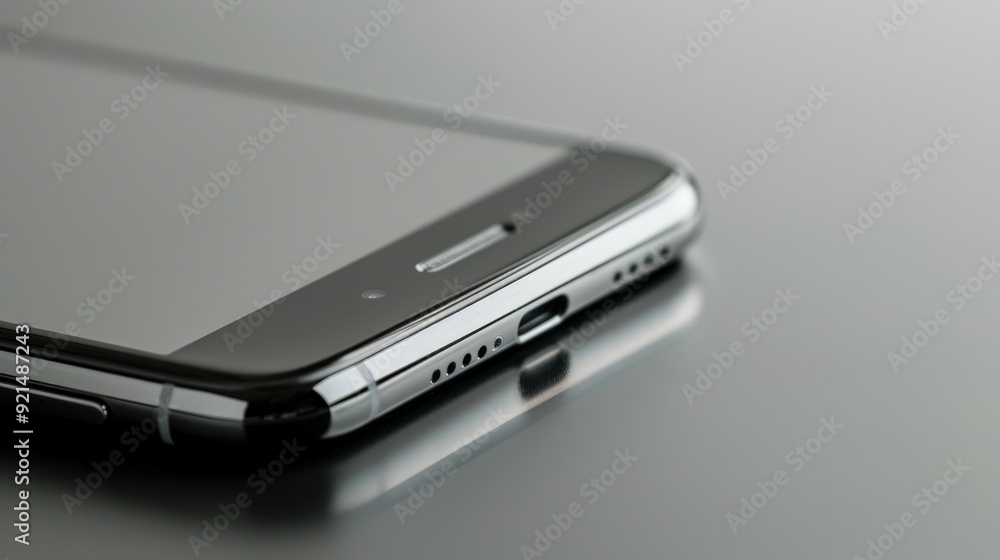 Poster close-up of a touchscreen phone isolated, highlighting its interactive display.