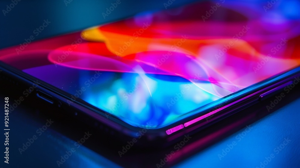 Poster close-up of a touchscreen phone isolated, highlighting its interactive display.