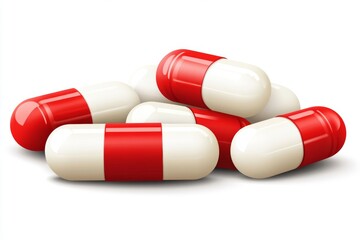 Minimalist setup of red and white capsules emphasizing simplicity and effectiveness in medication design