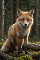 Obraz premium Curious Red Fox in Forest
