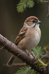 American Tree Sparrow Perched on a Branch