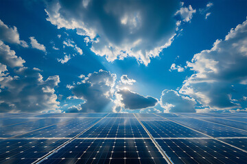 Solar cell panel against blue sky, version 8