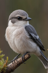 Close-up of a Northern Shrike on a Branch