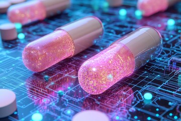 Smartphone filled with golden capsules symbolizing the precious value of accessible healthcare through technology