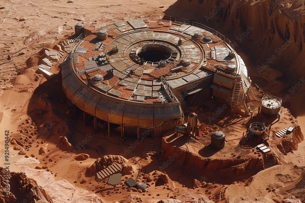 Wall mural ai generative shelter at planet mars