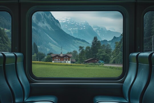 ai generative beautiful mountain views from the train window