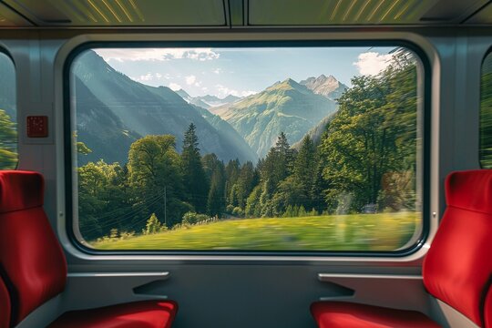 ai generative beautiful mountain views from the train window