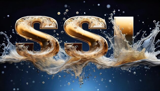Golden SSI Letters Splashing Through Water