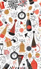 New Year and Christmas 2d cartoon or graphic advertising background, Seamless pattern