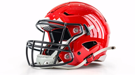 Fototapeta premium Red American Football Helmet: Red American football helmet isolated on a white background.